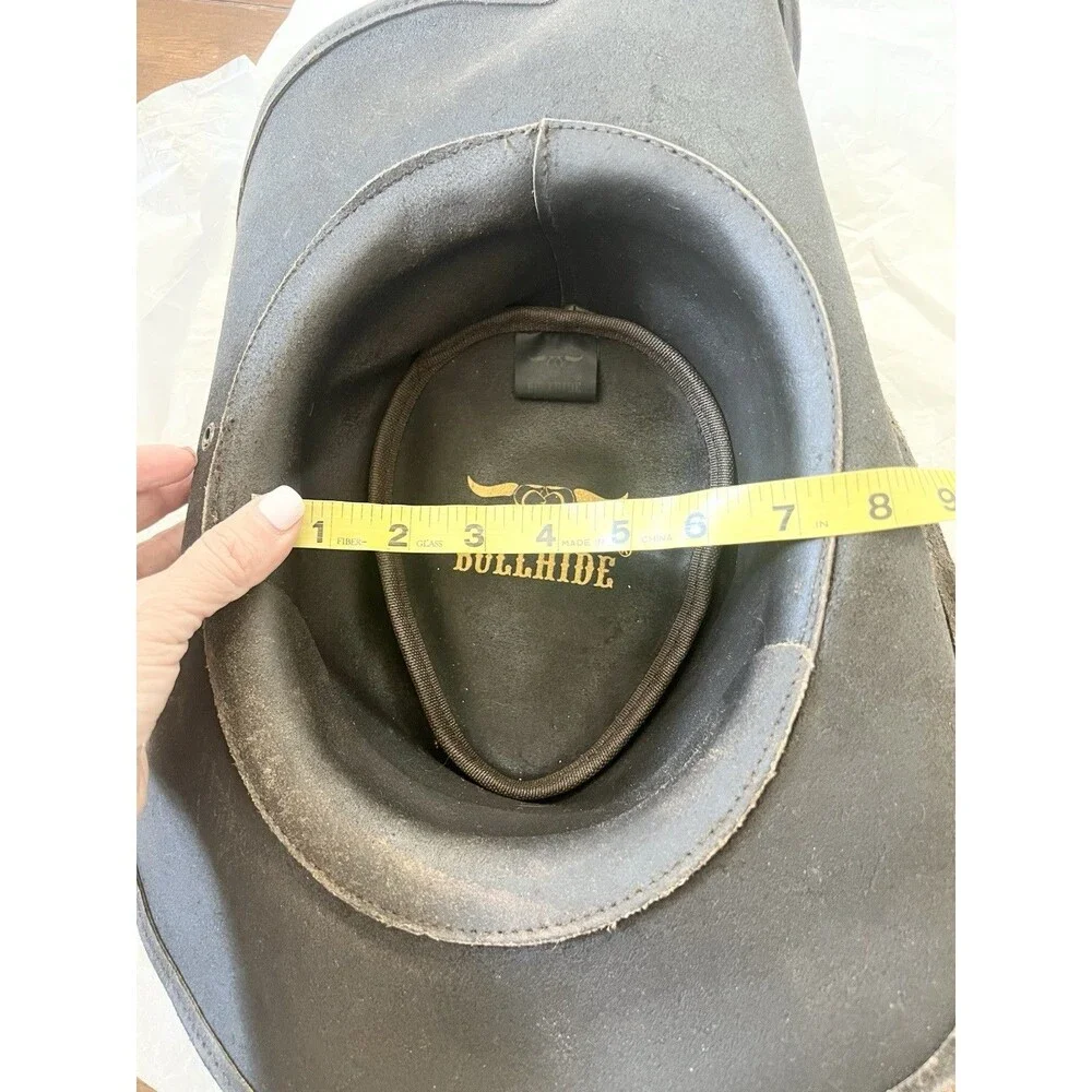 Bullhide Hilltop Leather Cowboy Brown Hat Size Medium $99